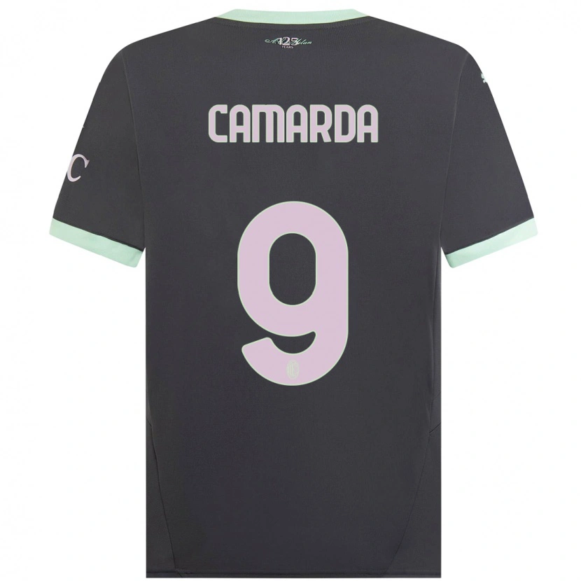 Danxen Kvinder Francesco Camarda #9 Grå Tredje Sæt Spillertrøjer 2024/25 Trøje T-Shirt
