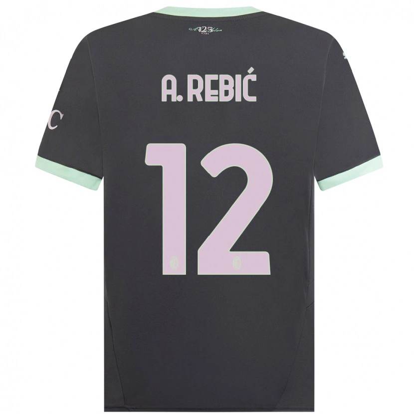 Danxen Kvinder Ante Rebic #12 Grå Tredje Sæt Spillertrøjer 2024/25 Trøje T-Shirt