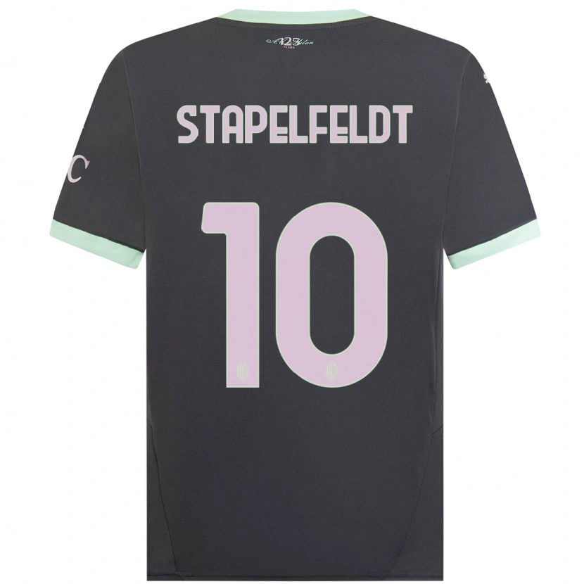 Danxen Kvinder Nina Stapelfeldt #10 Grå Tredje Sæt Spillertrøjer 2024/25 Trøje T-Shirt