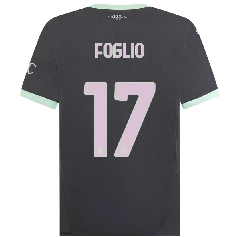 Danxen Kvinder Christian Foglio #17 Grå Tredje Sæt Spillertrøjer 2024/25 Trøje T-Shirt