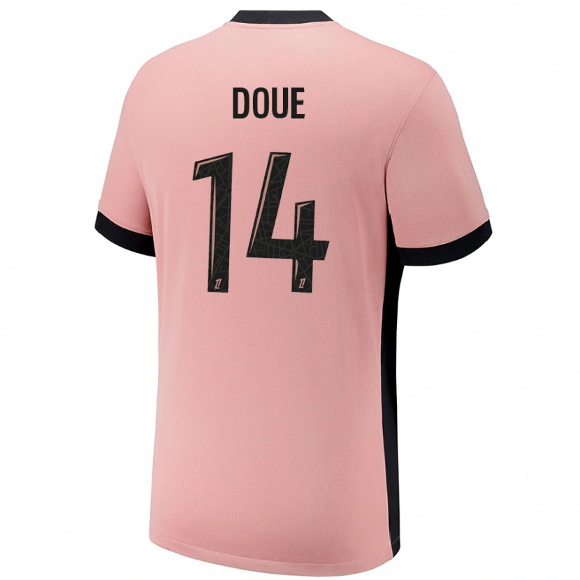 Danxen Kvinder Désiré Doué #14 Rust Lyserød Tredje Sæt Spillertrøjer 2024/25 Trøje T-Shirt