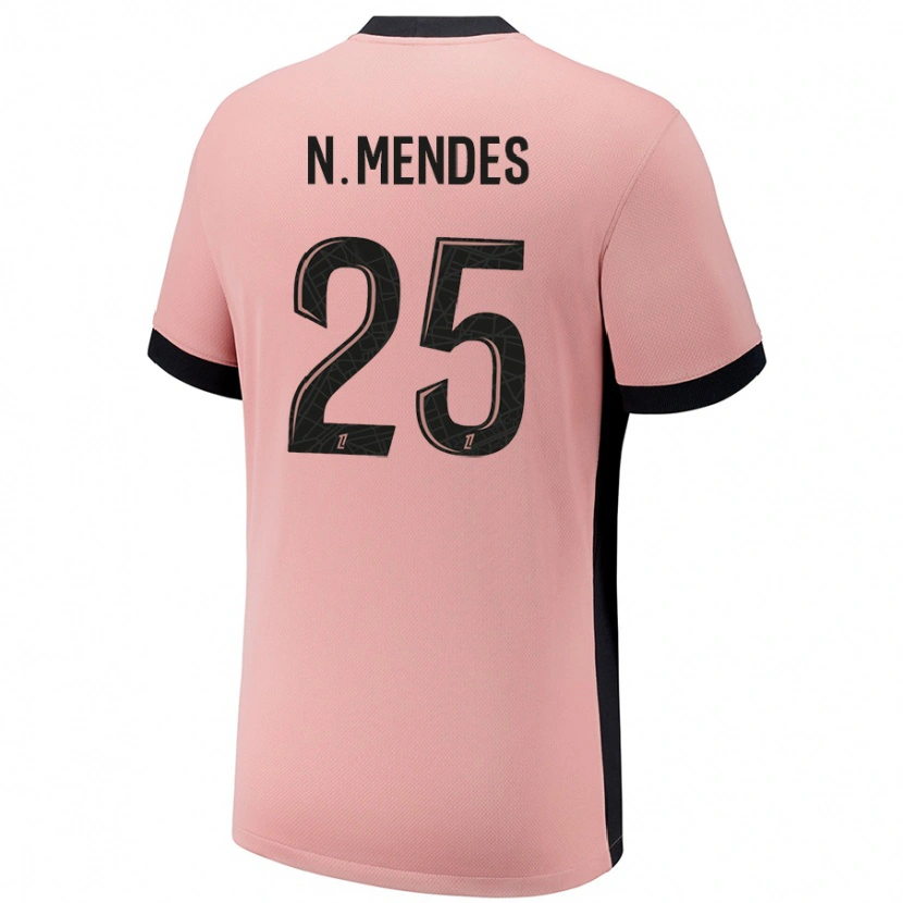 Danxen Kvinder Nuno Mendes #25 Rust Lyserød Tredje Sæt Spillertrøjer 2024/25 Trøje T-Shirt