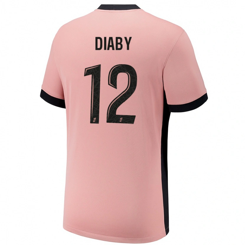 Danxen Kvinder Ibrahima Diaby #12 Rust Lyserød Tredje Sæt Spillertrøjer 2024/25 Trøje T-Shirt