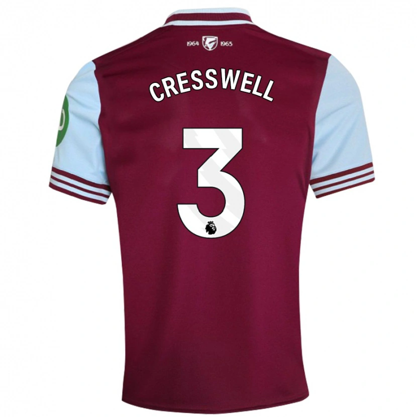 Danxen Børn Aaron Cresswell #3 Mørkerød Hjemmebane Spillertrøjer 2024/25 Trøje T-Shirt