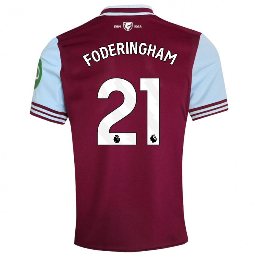 Danxen Børn Wes Foderingham #21 Mørkerød Hjemmebane Spillertrøjer 2024/25 Trøje T-Shirt
