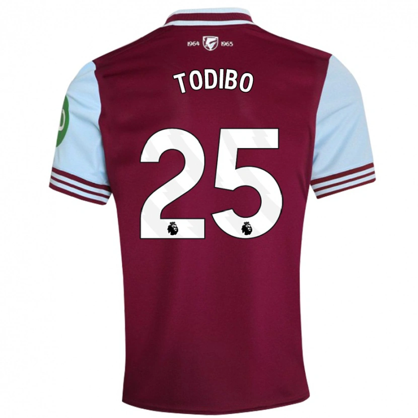 Danxen Børn Jean-Clair Todibo #25 Mørkerød Hjemmebane Spillertrøjer 2024/25 Trøje T-Shirt