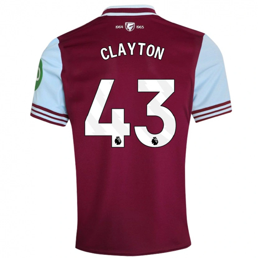 Danxen Børn Regan Clayton #43 Mørkerød Hjemmebane Spillertrøjer 2024/25 Trøje T-Shirt