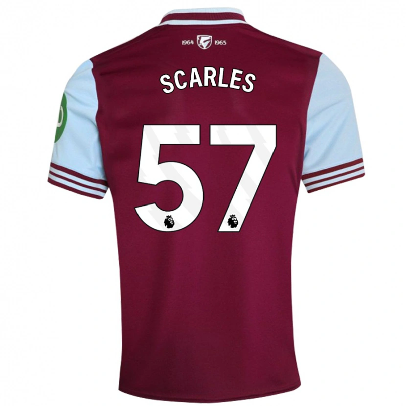 Danxen Børn Oliver Scarles #57 Mørkerød Hjemmebane Spillertrøjer 2024/25 Trøje T-Shirt
