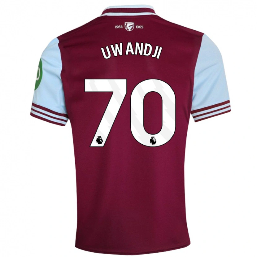 Danxen Børn Blaise Uwandji #70 Mørkerød Hjemmebane Spillertrøjer 2024/25 Trøje T-Shirt