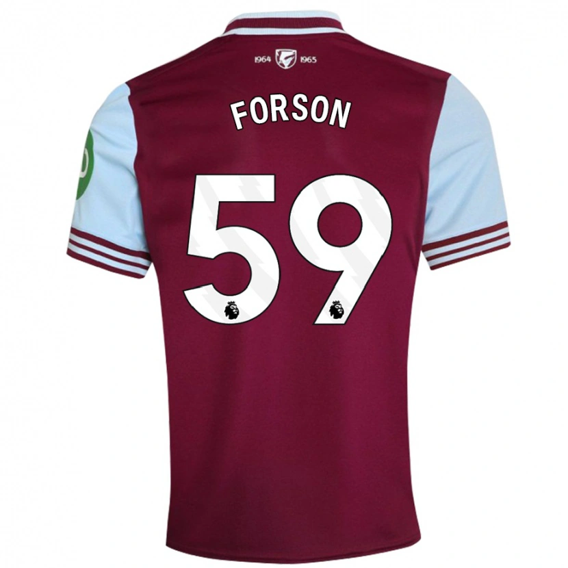 Danxen Børn Keenan Forson #59 Mørkerød Hjemmebane Spillertrøjer 2024/25 Trøje T-Shirt