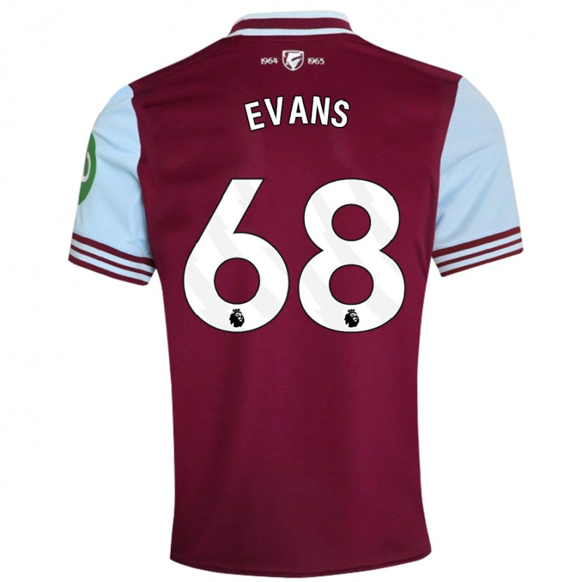 Danxen Børn Isaac Evans #68 Mørkerød Hjemmebane Spillertrøjer 2024/25 Trøje T-Shirt