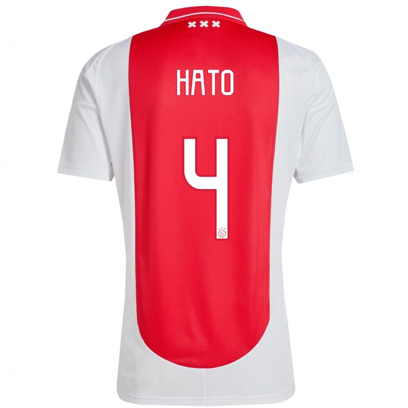 Danxen Børn Jorrel Hato #4 Rød Hvid Hjemmebane Spillertrøjer 2024/25 Trøje T-Shirt