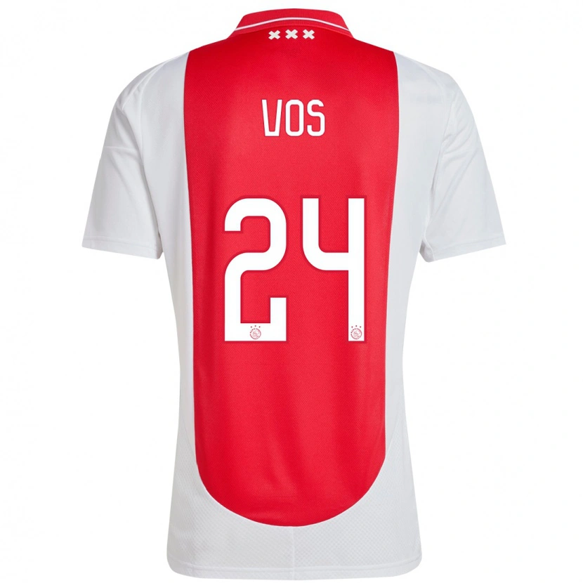 Danxen Børn Silvano Vos #24 Rød Hvid Hjemmebane Spillertrøjer 2024/25 Trøje T-Shirt