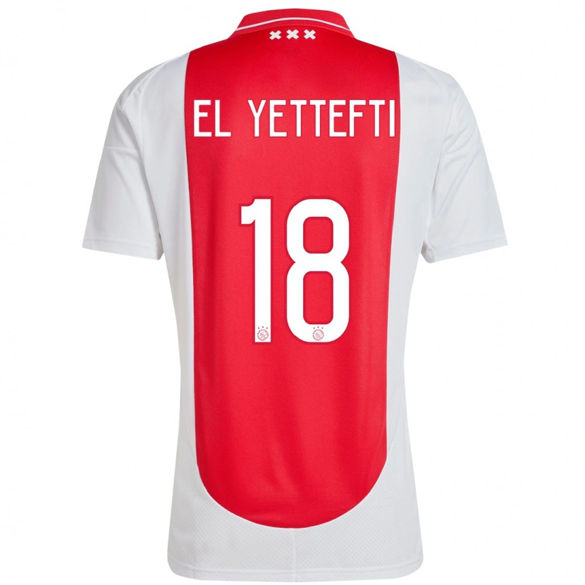 Danxen Børn Adil Amghar El Yettefti #18 Rød Hvid Hjemmebane Spillertrøjer 2024/25 Trøje T-Shirt