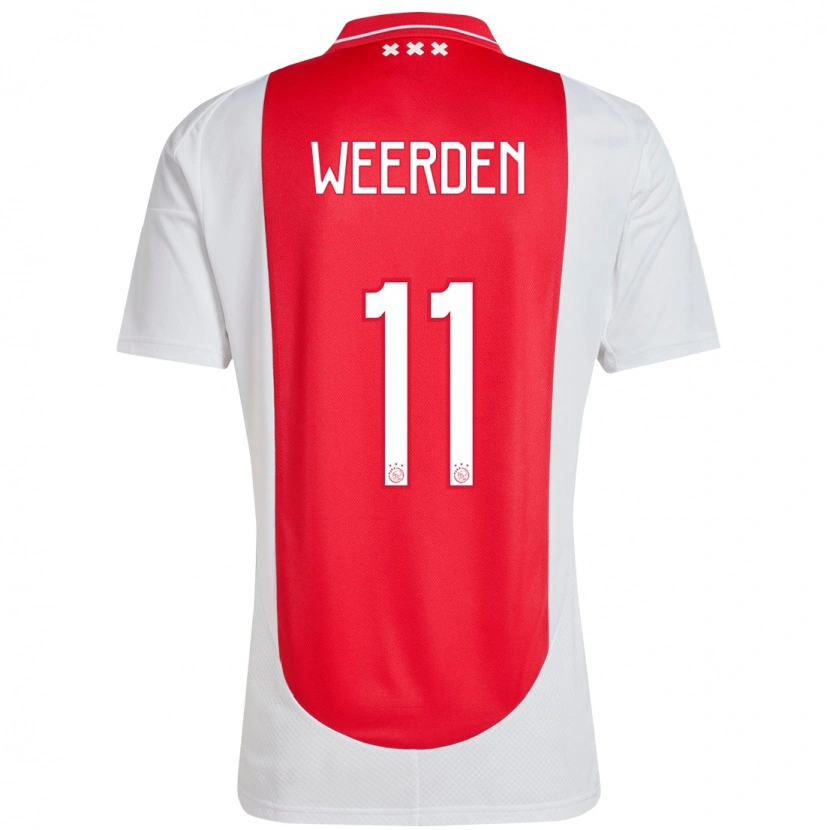 Danxen Børn Ashleigh Weerden #11 Rød Hvid Hjemmebane Spillertrøjer 2024/25 Trøje T-Shirt