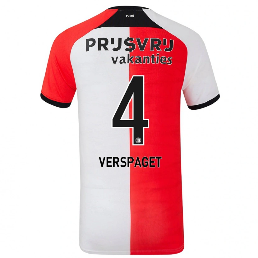 Danxen Børn Amber Verspaget #4 Rød Hvid Hjemmebane Spillertrøjer 2024/25 Trøje T-Shirt