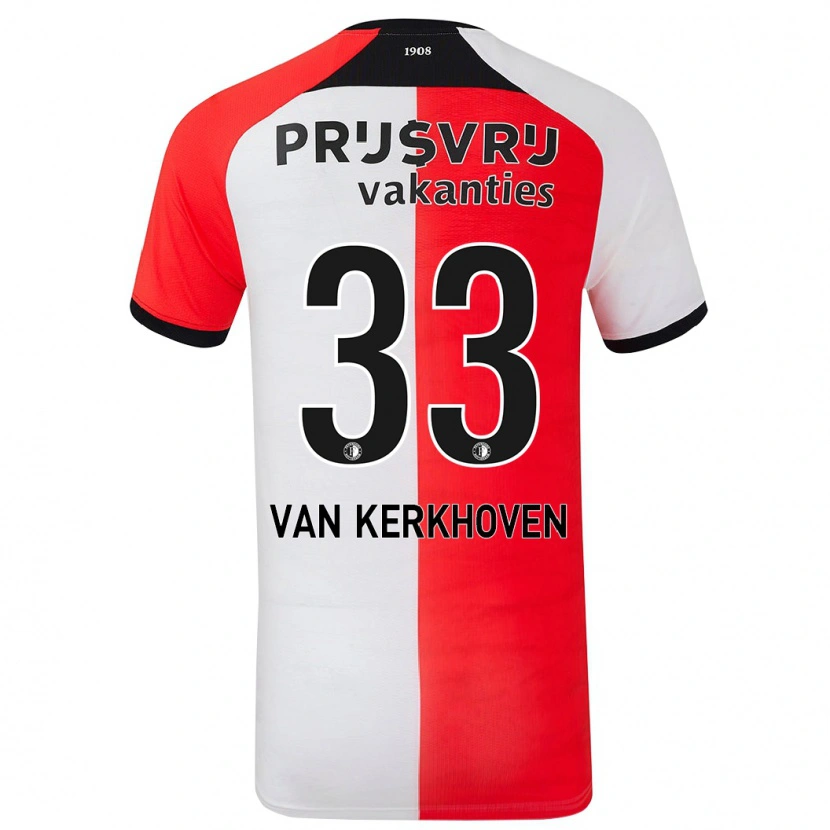Danxen Børn Ella Van Kerkhoven #33 Rød Hvid Hjemmebane Spillertrøjer 2024/25 Trøje T-Shirt