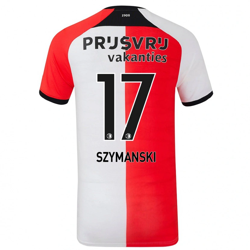 Danxen Børn Sebastian Szymanski #17 Rød Hvid Hjemmebane Spillertrøjer 2024/25 Trøje T-Shirt