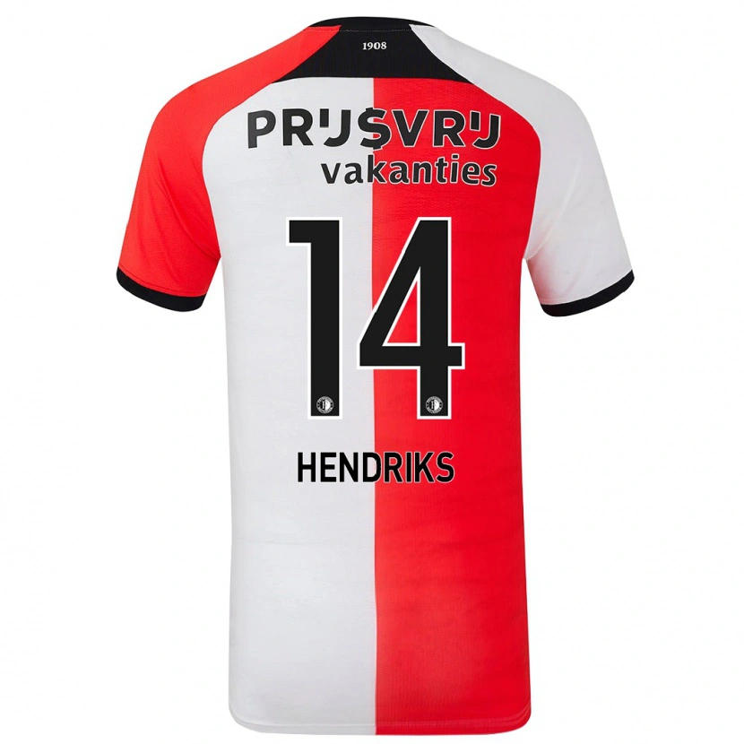 Danxen Børn Kim Hendriks #14 Rød Hvid Hjemmebane Spillertrøjer 2024/25 Trøje T-Shirt