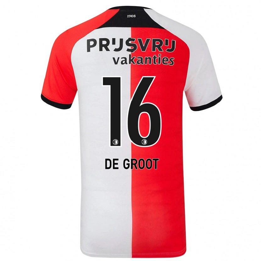 Danxen Børn Jasmijn De Groot #16 Rød Hvid Hjemmebane Spillertrøjer 2024/25 Trøje T-Shirt