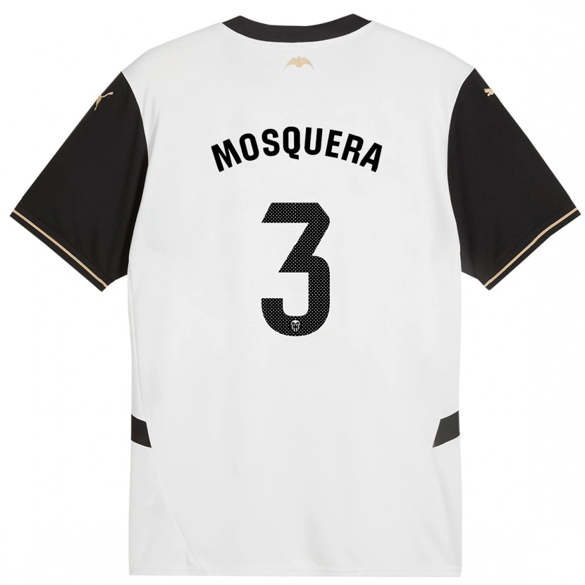 Danxen Børn Cristhian Mosquera #3 Hvid Sort Hjemmebane Spillertrøjer 2024/25 Trøje T-Shirt
