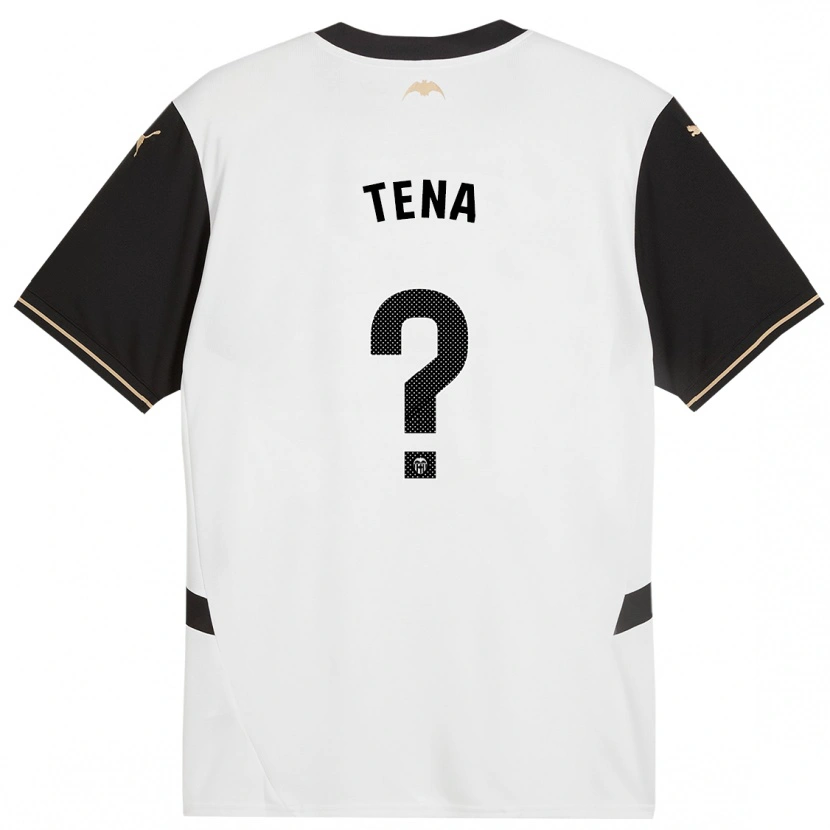 Danxen Børn Javier Tena #0 Hvid Sort Hjemmebane Spillertrøjer 2024/25 Trøje T-Shirt