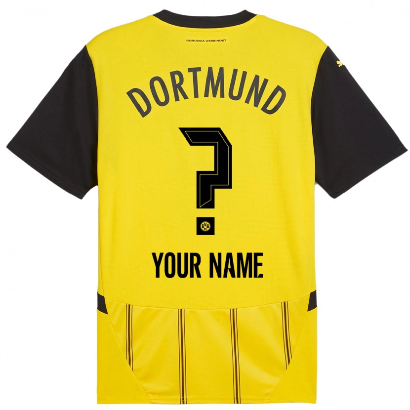 Danxen Børn Dit Navn #0 Gul Sort Hjemmebane Spillertrøjer 2024/25 Trøje T-Shirt