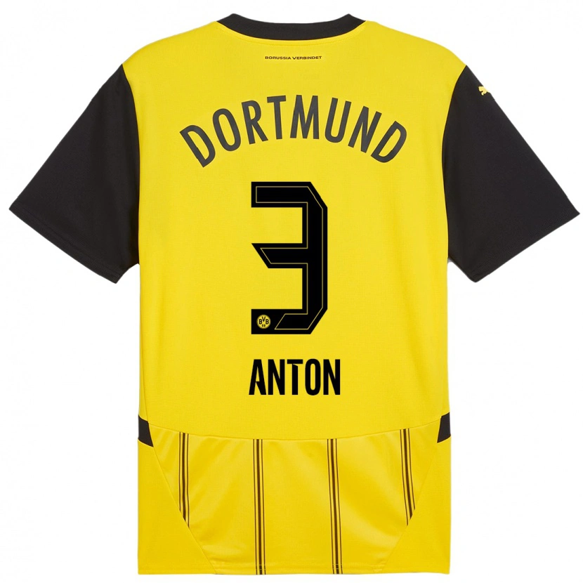 Danxen Børn Waldemar Anton #3 Gul Sort Hjemmebane Spillertrøjer 2024/25 Trøje T-Shirt