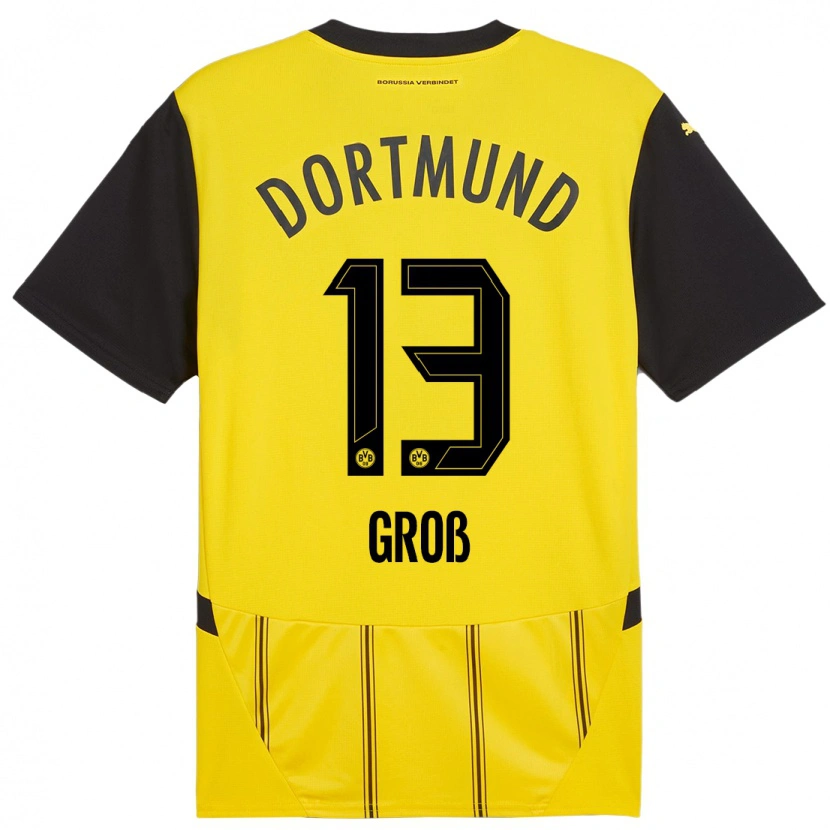 Danxen Børn Pascal Groß #13 Gul Sort Hjemmebane Spillertrøjer 2024/25 Trøje T-Shirt