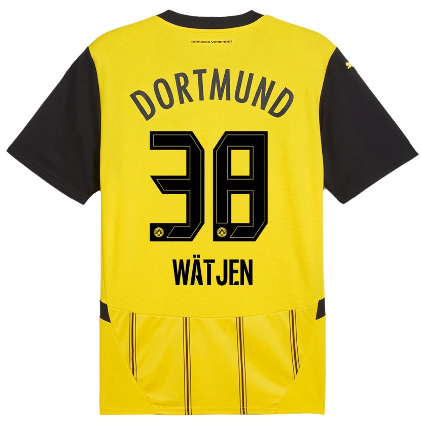 Danxen Børn Kjell Wätjen #38 Gul Sort Hjemmebane Spillertrøjer 2024/25 Trøje T-Shirt