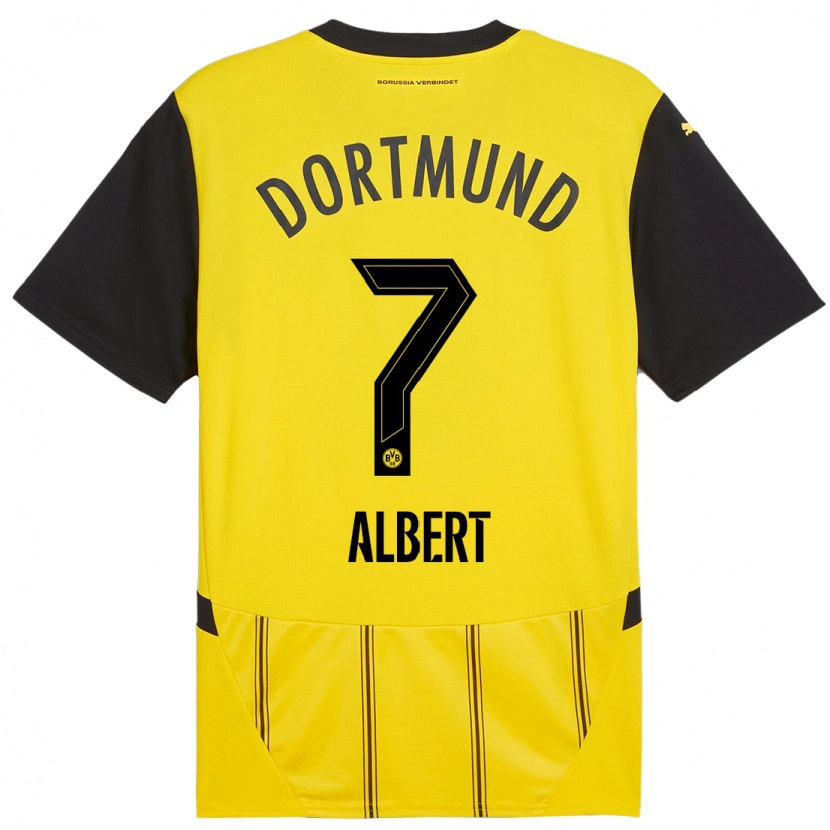 Danxen Børn Mathis Albert #7 Gul Sort Hjemmebane Spillertrøjer 2024/25 Trøje T-Shirt
