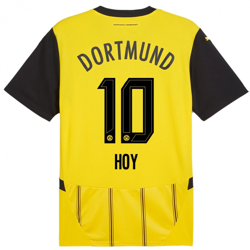 Danxen Børn Justin Hoy #10 Gul Sort Hjemmebane Spillertrøjer 2024/25 Trøje T-Shirt