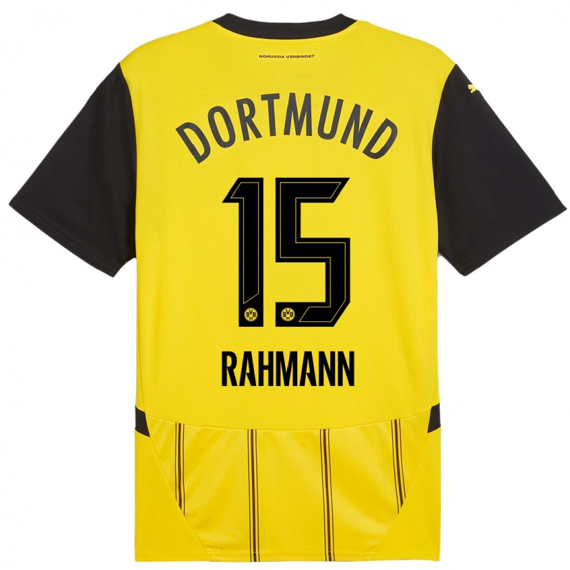 Danxen Børn Luke Rahmann #15 Gul Sort Hjemmebane Spillertrøjer 2024/25 Trøje T-Shirt