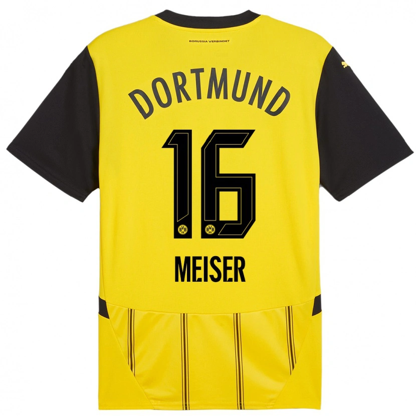 Danxen Børn Tyler Meiser #16 Gul Sort Hjemmebane Spillertrøjer 2024/25 Trøje T-Shirt
