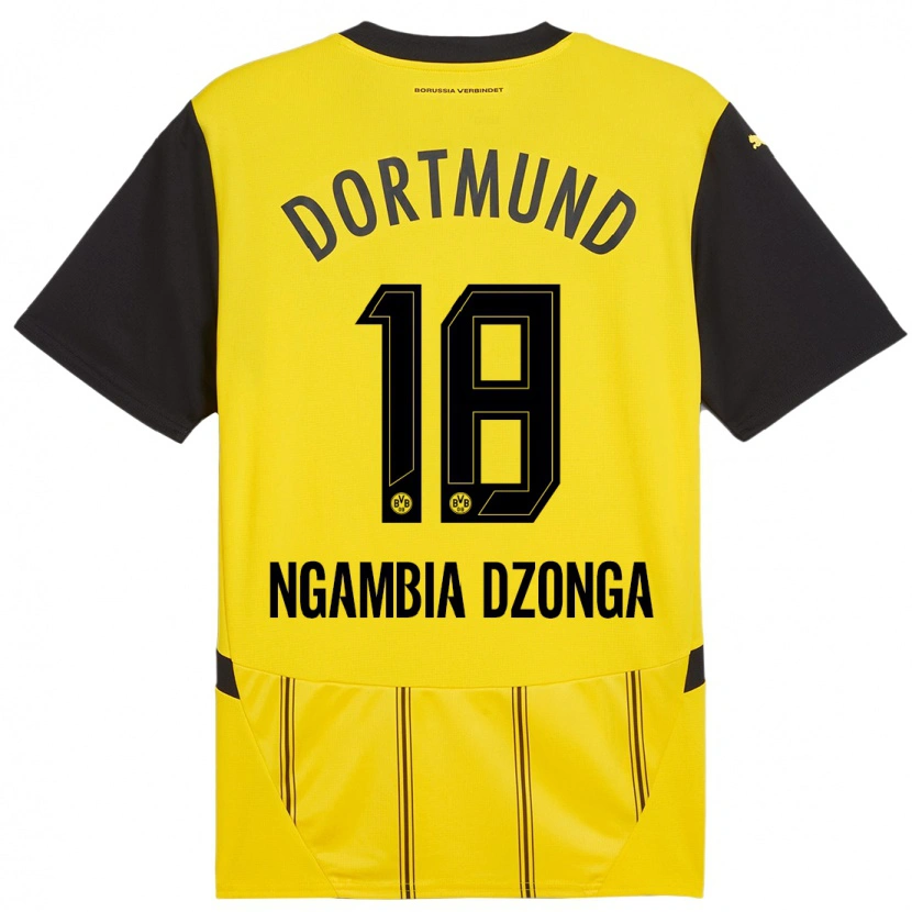 Danxen Børn Diego Ngambia #18 Gul Sort Hjemmebane Spillertrøjer 2024/25 Trøje T-Shirt