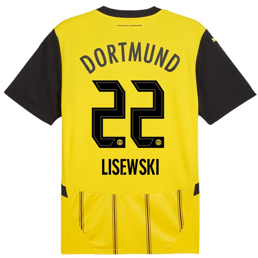 Danxen Børn Robin Lisewski #22 Gul Sort Hjemmebane Spillertrøjer 2024/25 Trøje T-Shirt