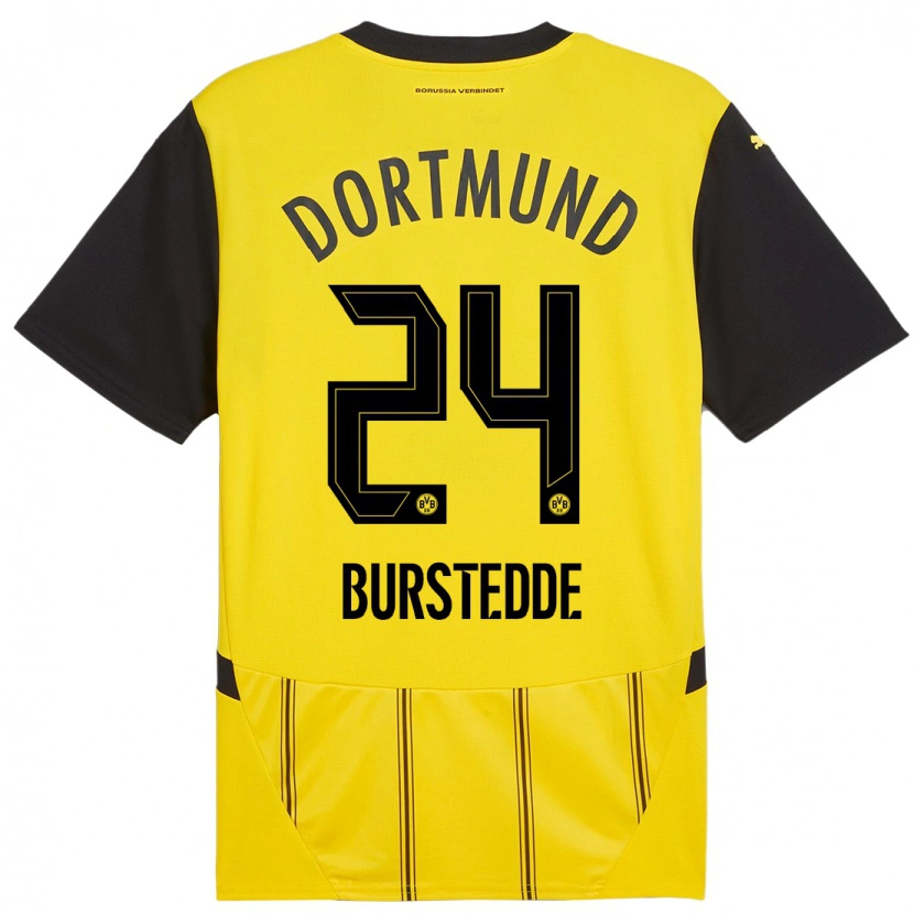 Danxen Børn Joshua Burstedde #24 Gul Sort Hjemmebane Spillertrøjer 2024/25 Trøje T-Shirt