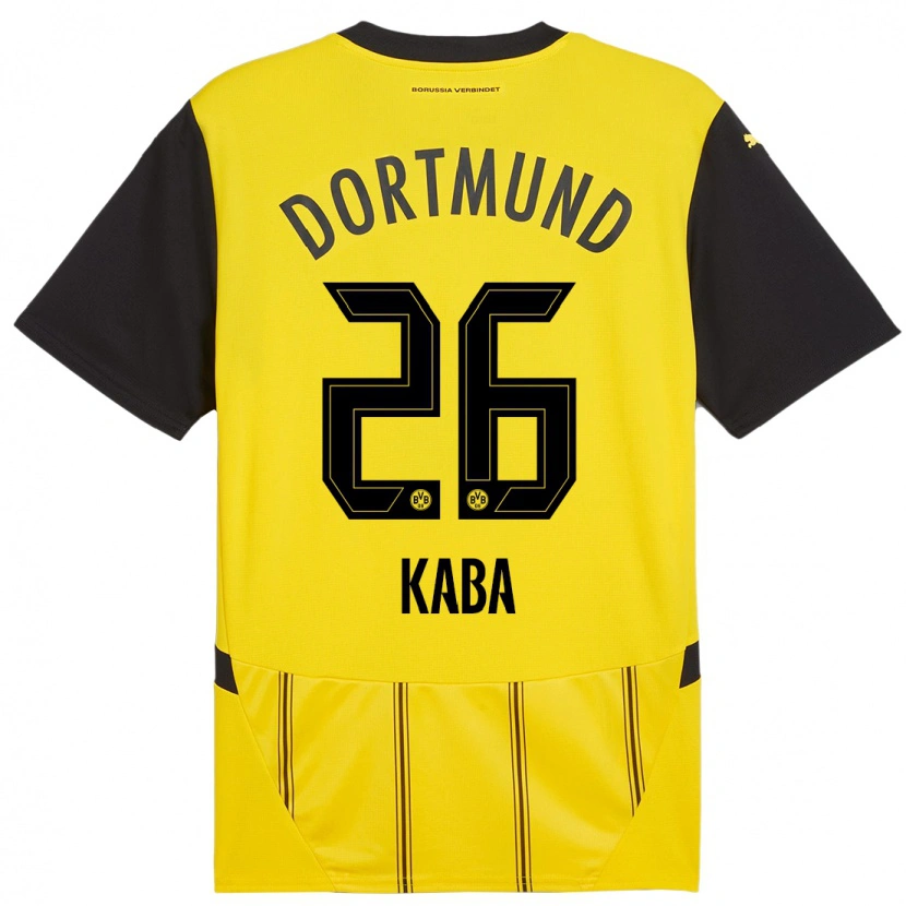 Danxen Børn Mussa Kaba #26 Gul Sort Hjemmebane Spillertrøjer 2024/25 Trøje T-Shirt