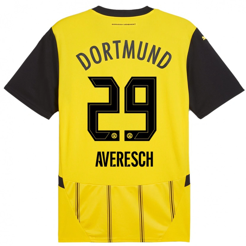Danxen Børn Noah Averesch #29 Gul Sort Hjemmebane Spillertrøjer 2024/25 Trøje T-Shirt