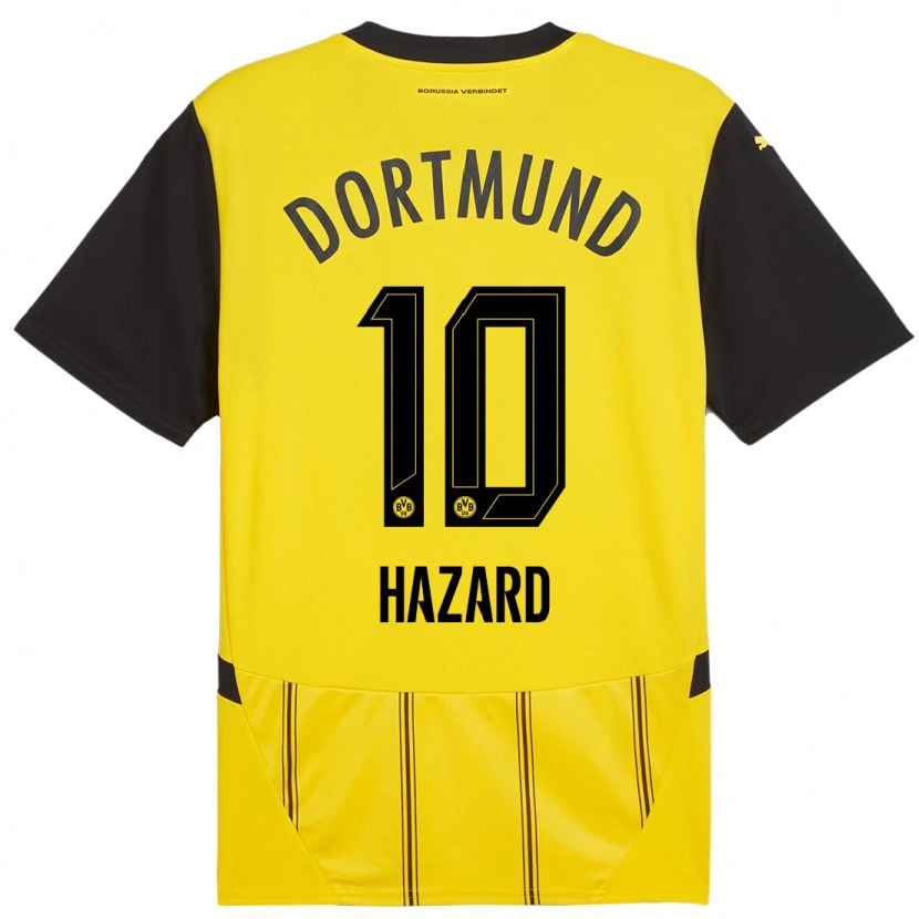 Danxen Børn Thorgan Hazard #10 Gul Sort Hjemmebane Spillertrøjer 2024/25 Trøje T-Shirt