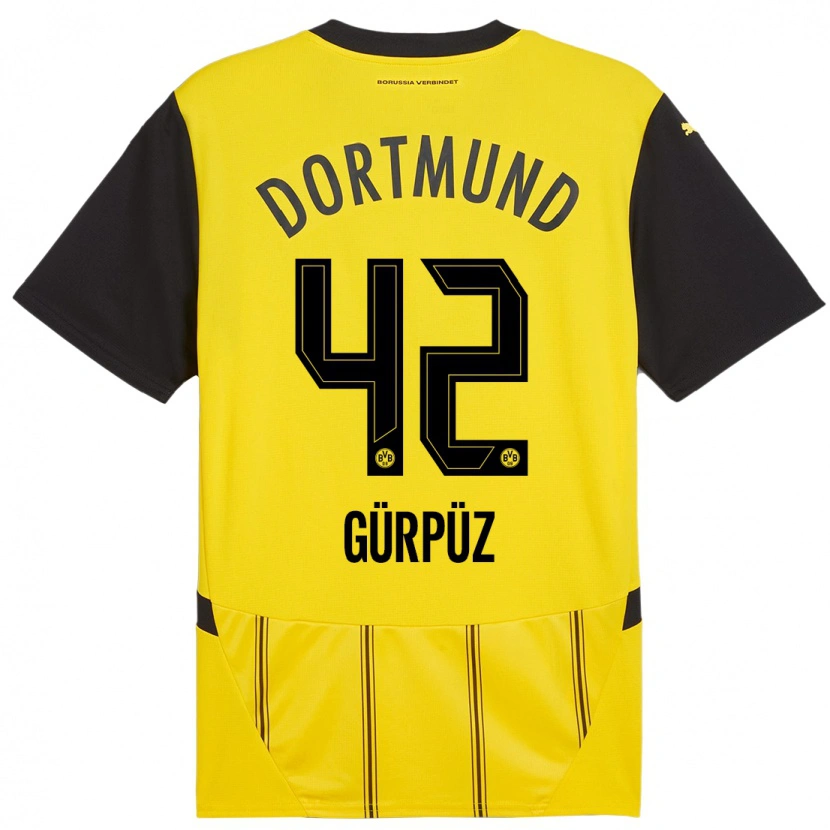 Danxen Børn Goktan Gurpuz #42 Gul Sort Hjemmebane Spillertrøjer 2024/25 Trøje T-Shirt