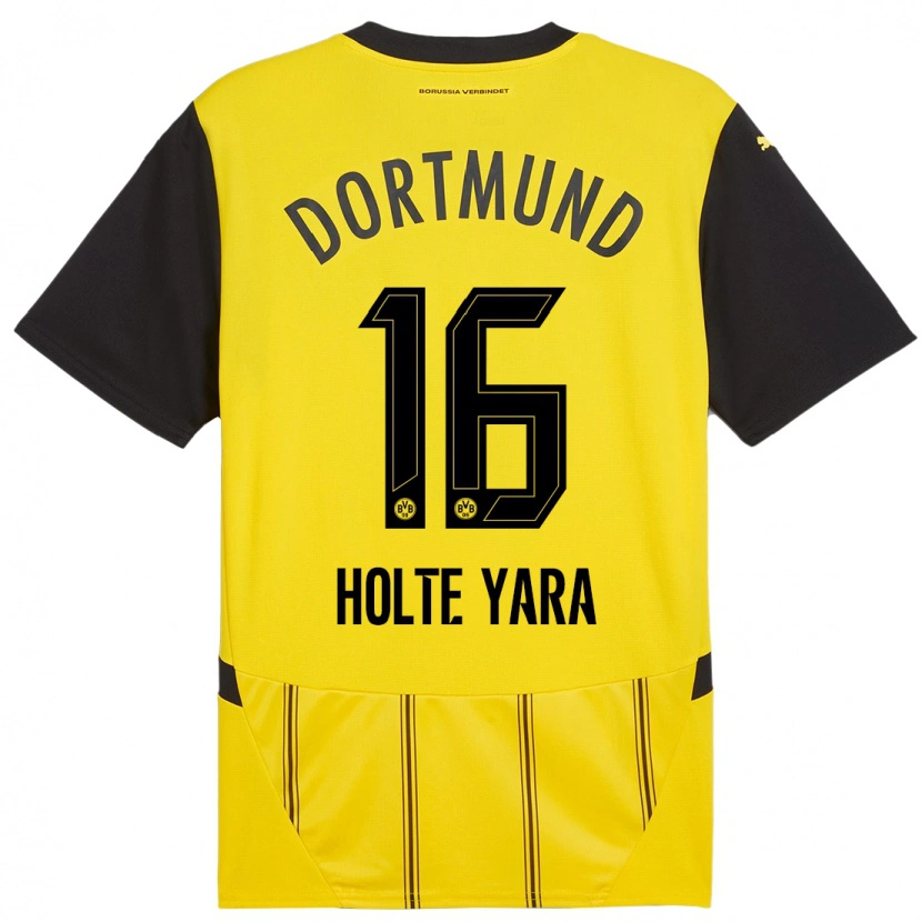 Danxen Børn Ten Holte Yara #16 Gul Sort Hjemmebane Spillertrøjer 2024/25 Trøje T-Shirt