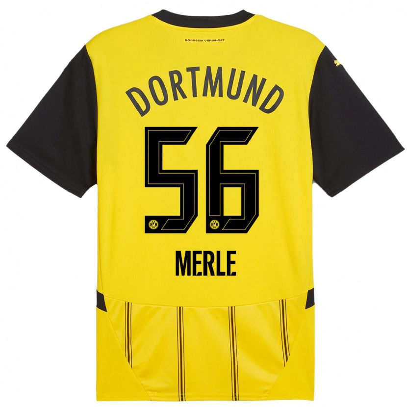 Danxen Børn Albers Merle #56 Gul Sort Hjemmebane Spillertrøjer 2024/25 Trøje T-Shirt