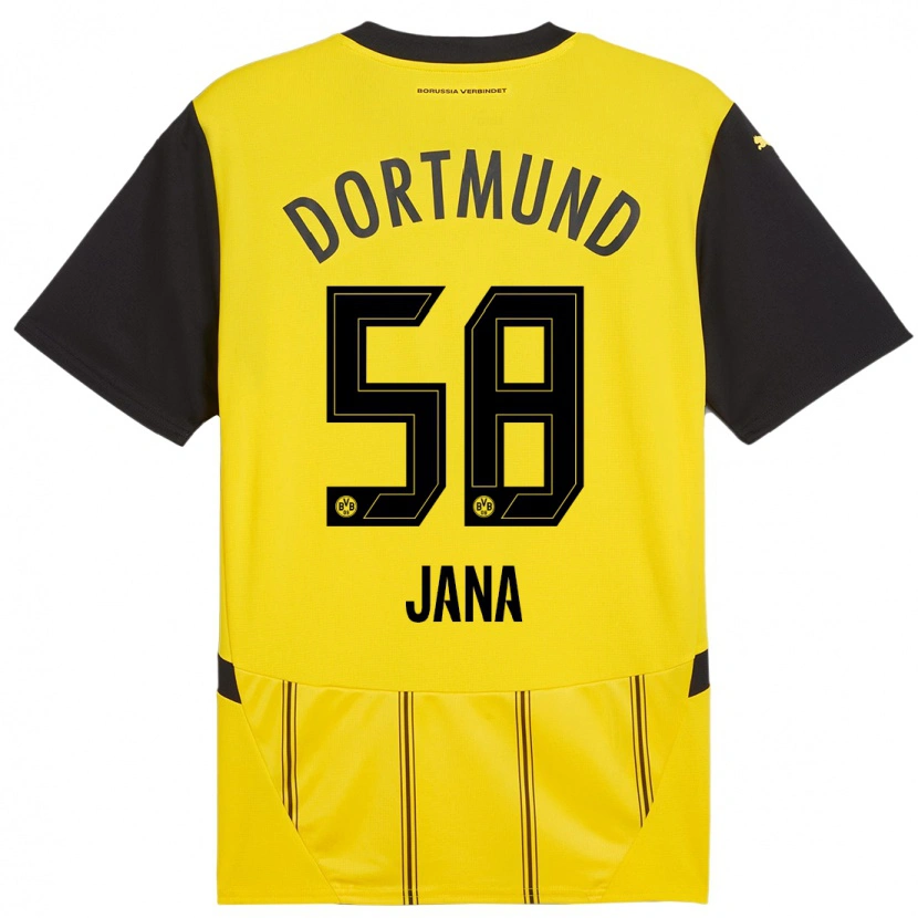 Danxen Børn Nordberg Jana #58 Gul Sort Hjemmebane Spillertrøjer 2024/25 Trøje T-Shirt