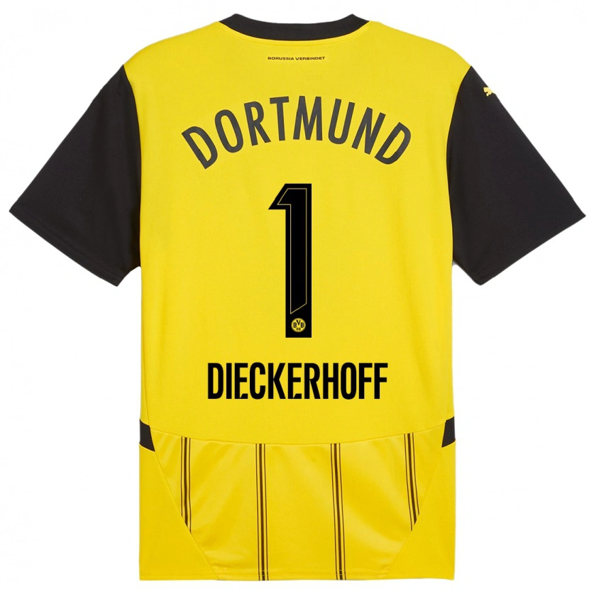 Danxen Børn Max Dieckerhoff #1 Gul Sort Hjemmebane Spillertrøjer 2024/25 Trøje T-Shirt