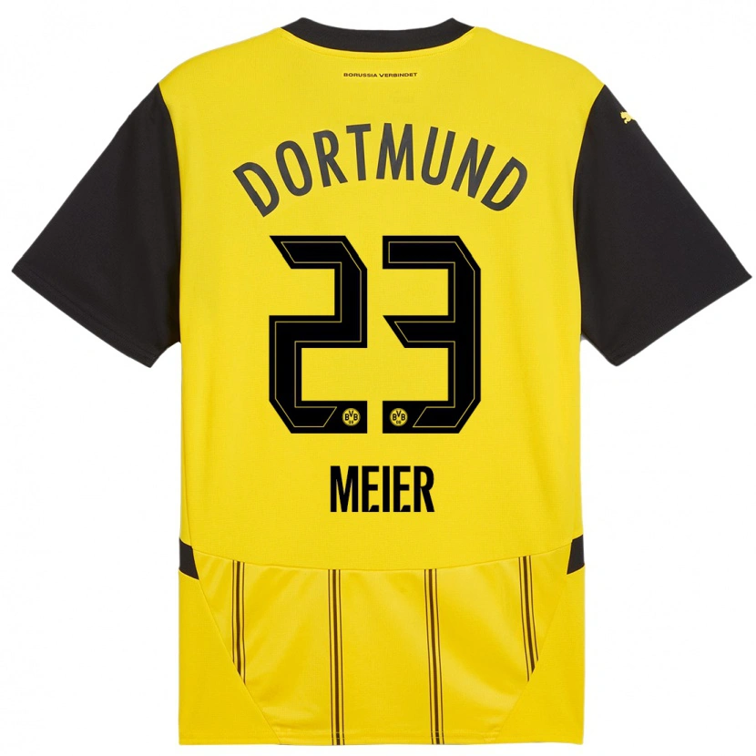 Danxen Børn Maximilian Meier #23 Gul Sort Hjemmebane Spillertrøjer 2024/25 Trøje T-Shirt