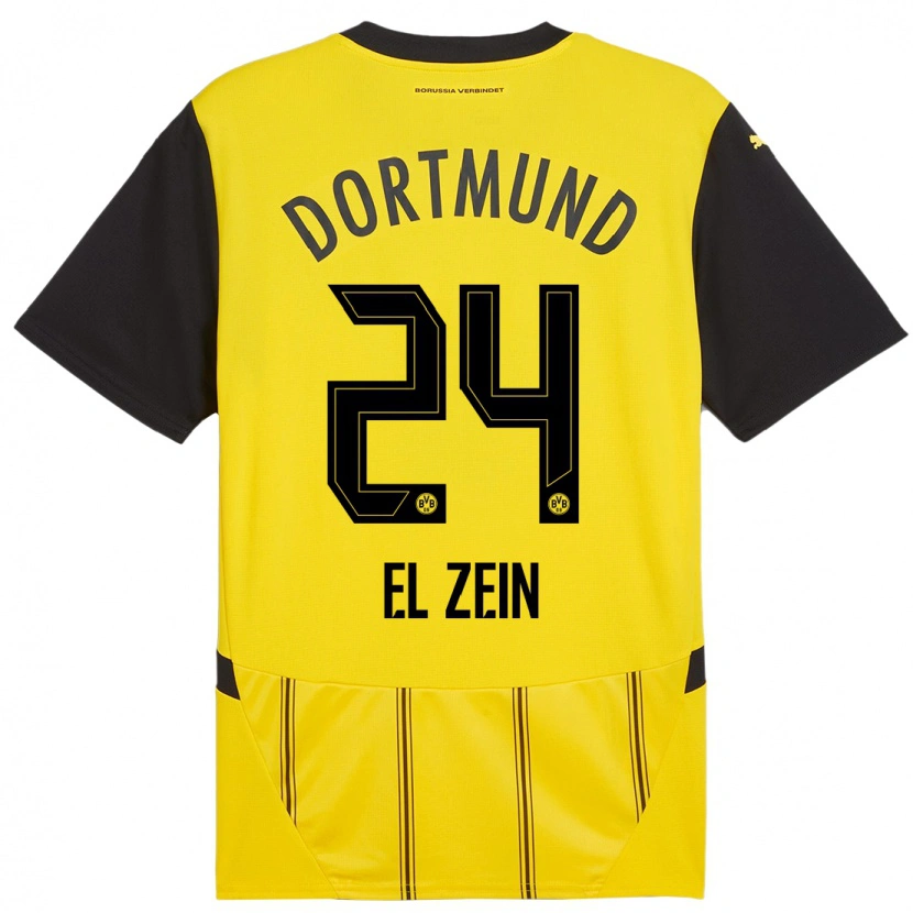 Danxen Børn Abu-Bekir Omer El-Zein #24 Gul Sort Hjemmebane Spillertrøjer 2024/25 Trøje T-Shirt