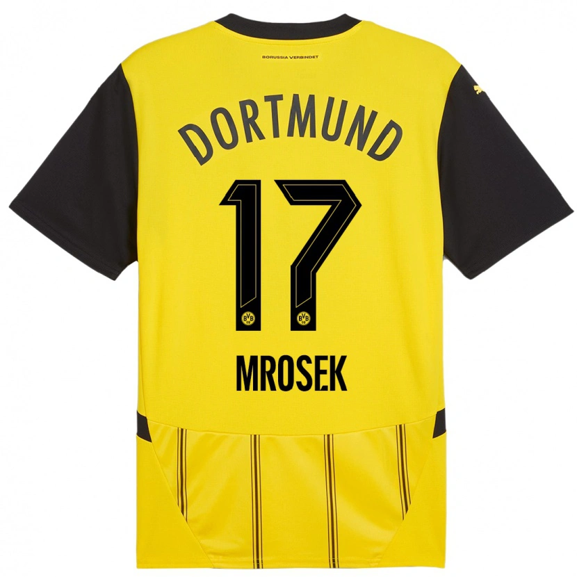 Danxen Børn Noah Mrosek #17 Gul Sort Hjemmebane Spillertrøjer 2024/25 Trøje T-Shirt