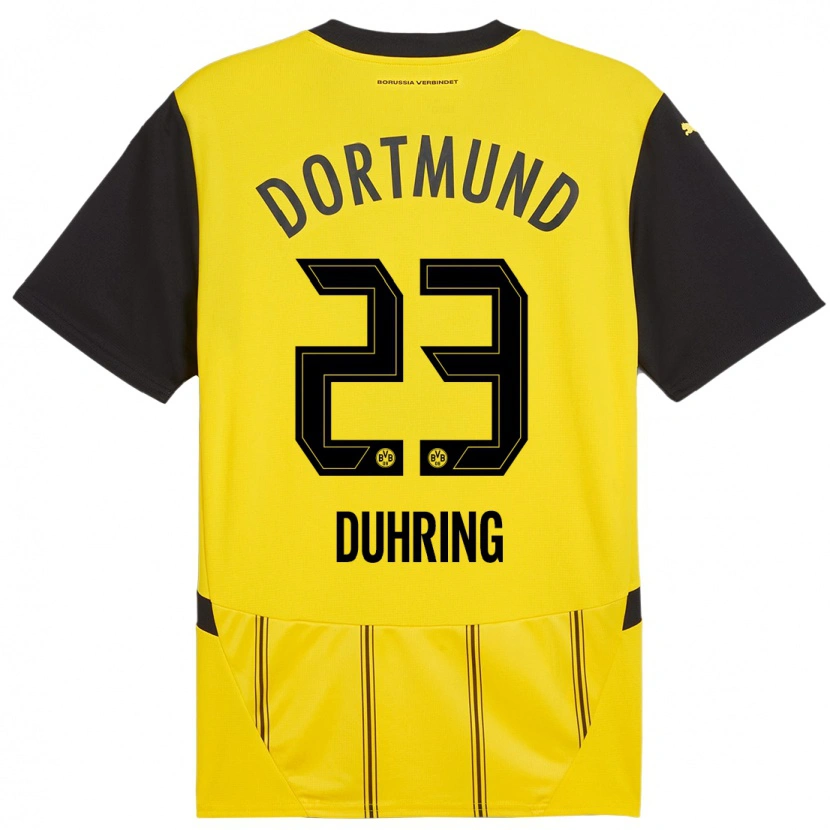 Danxen Børn Marc Niclas Duhring #23 Gul Sort Hjemmebane Spillertrøjer 2024/25 Trøje T-Shirt