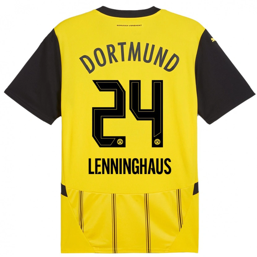 Danxen Børn Mika Lenninghaus #24 Gul Sort Hjemmebane Spillertrøjer 2024/25 Trøje T-Shirt